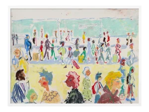 At the Airport by Happy Menocal in White Frame, Small Art Print