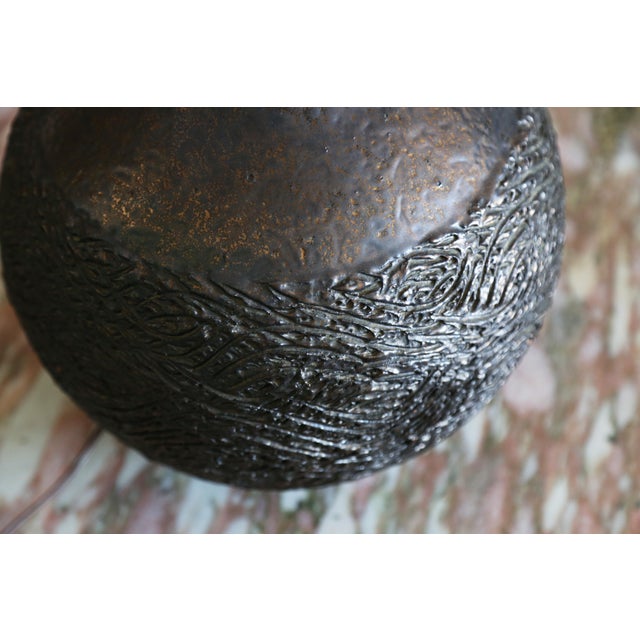 Ceramic 1960s Lee Rosen for Design Technics Gourd Metallic Black Table Lamp For Sale - Image 7 of 9