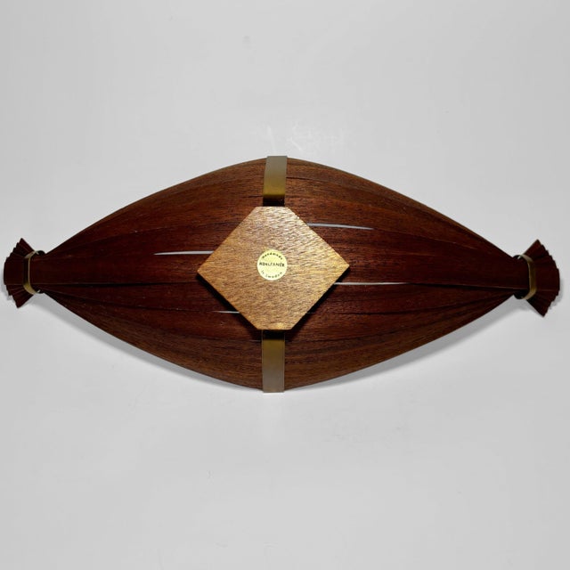 1950s Mid-Century Scandinavian Viking Ship Fruit Bowl in Teak and Brass, Sweden, 1950s For Sale - Image 5 of 9