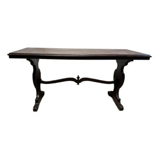 Early 20th Century English British Imperial Style Trestle Console Table For Sale