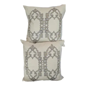 Custom Embroidered Taffard Fabric Pillow Covers- Set of 2
