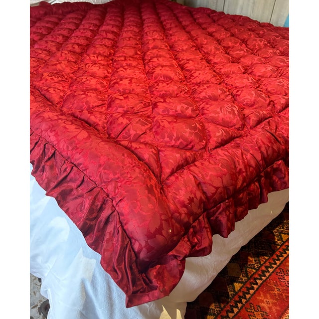 Maroon Vintage Bedspread in Cotton, 1930s For Sale - Image 8 of 18
