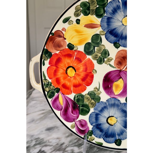 1930s Made in Czechoslovakia Vintage Ditmar Urbach Hand Painted Decorative Serving Plate For Sale - Image 5 of 7