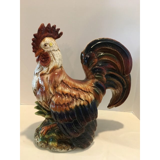 Regal hand painted Italian rooster cock measuring 16” tall x 16” wide x 8” deep. Made in Italy. Circa 1990’s. Free of any...