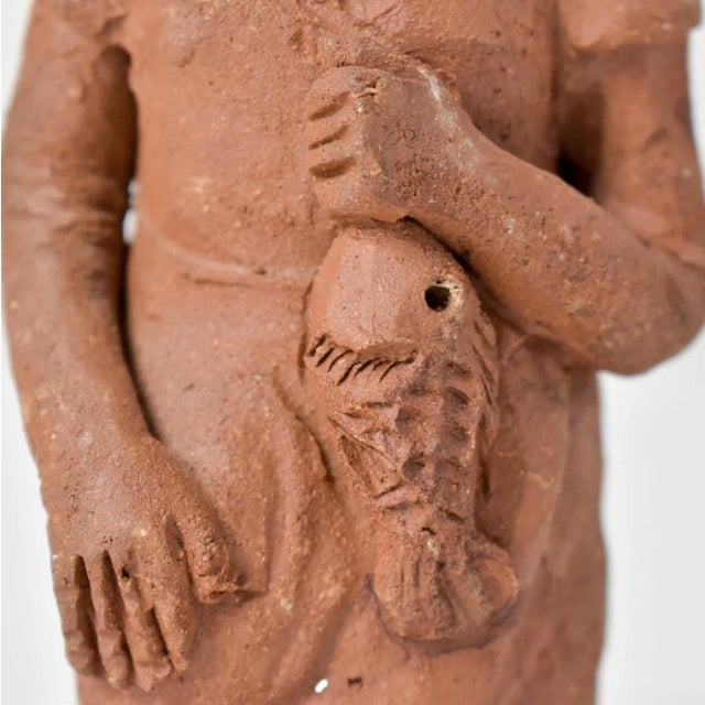 Sculpture Materials Early 20th Century Earthenware Terracotta Clay Female Figurine With Fish Malawi For Sale - Image 7 of 7