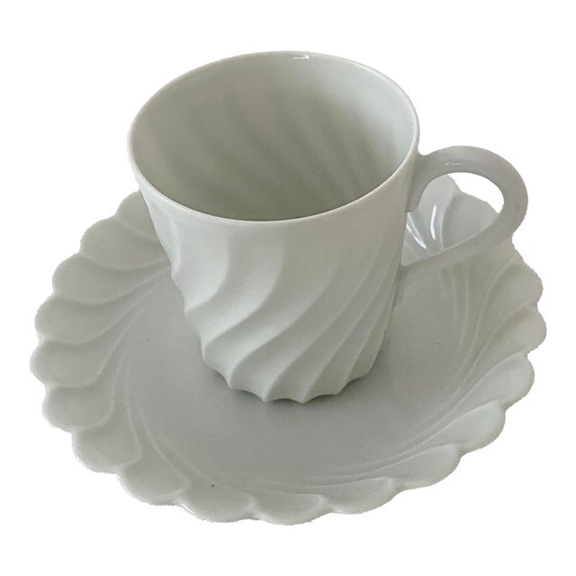 Haviland Limoges France White Porcelain Demitasse Cup and Saucer Mint Condition. For Sale