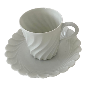 Haviland Limoges France White Porcelain Demitasse Cup and Saucer Mint Condition.