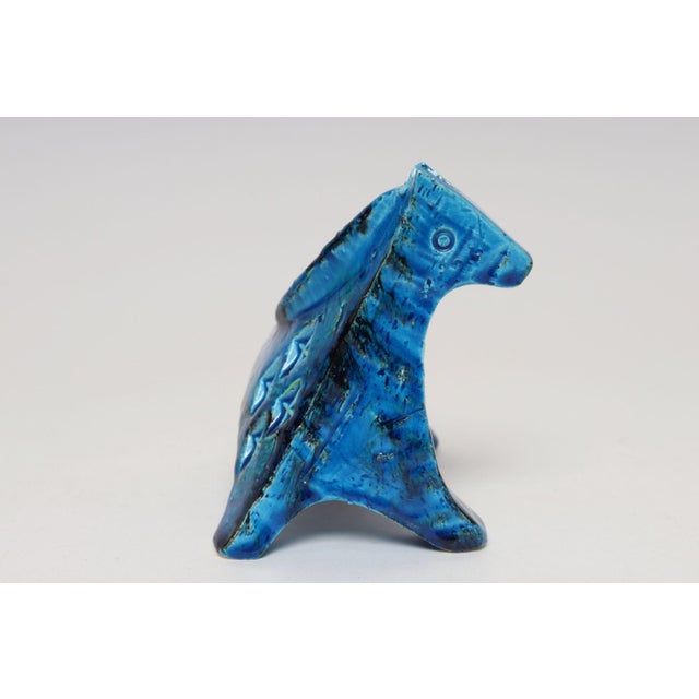 Mid-Century Modern Italian Bitossi Rimini Blu Ceramic Horse by Aldo Londi for Flavia Ceramiche For Sale - Image 3 of 13