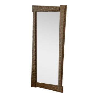 Vintage Designer Mirror With Bevel in Silk Wrapped a-Symmetrical Frame For Sale