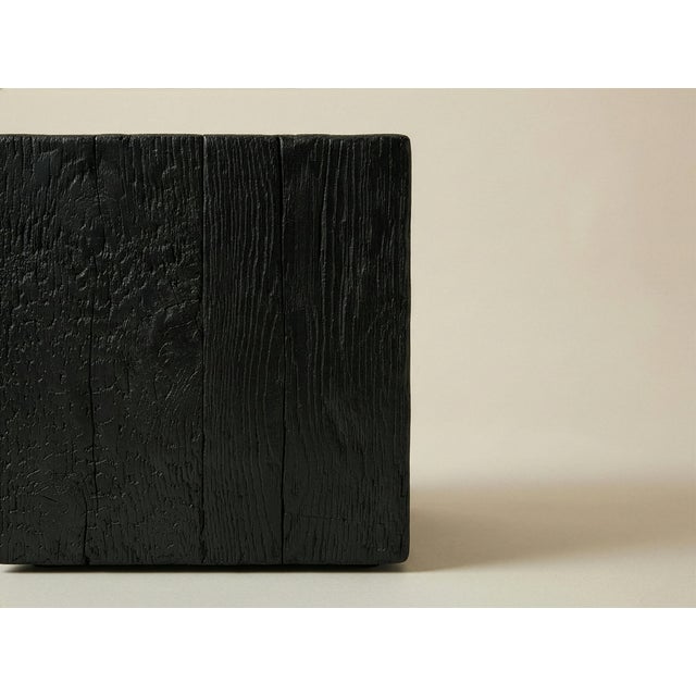 Wood Shou Sugi Ban Burnt Solid Wood Cube End Table For Sale - Image 7 of 9