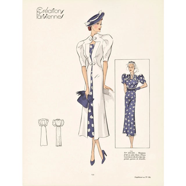 Vintage Art Deco French Fashion Print For Sale