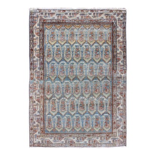 All-Over Paisley Pattern Antique Persian Malayer Rug in Blue and Red Blue and Red 4'3"x6'4" For Sale