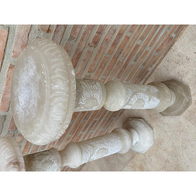 Italian Empire Carved Carrara Marble Pedestal Tables, 1890s, Set of 2 For Sale - Image 18 of 18