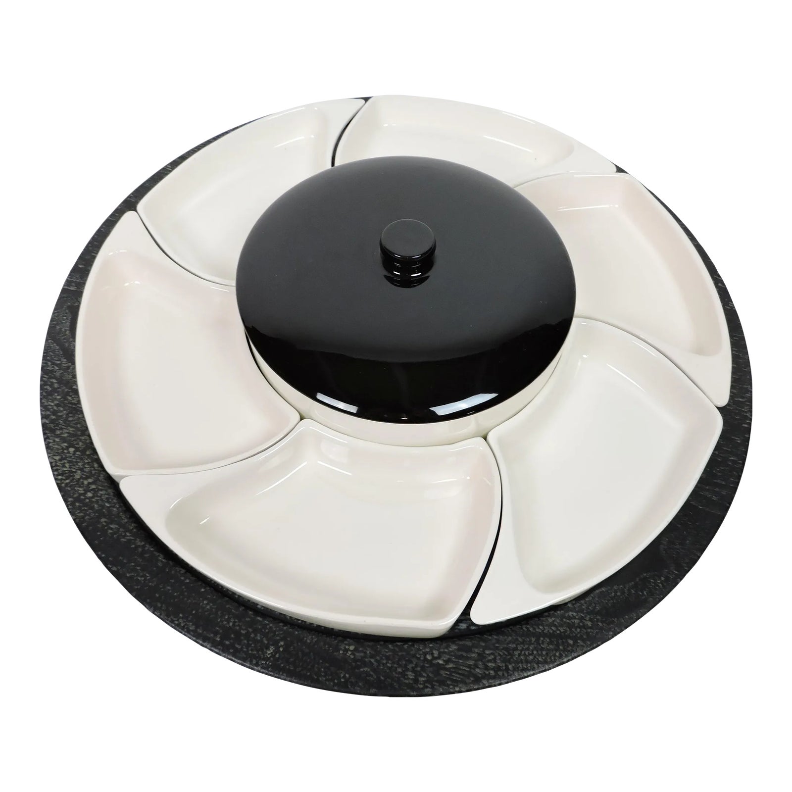 1950s Mid Century Modern California Pottery Ceramic Lazy Susan Serving