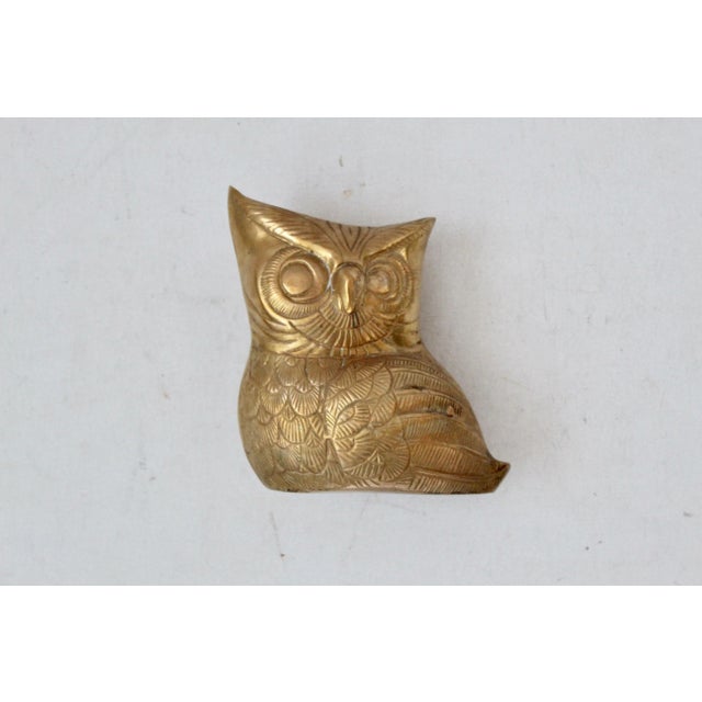 Vintage Mid Century Large Brass Owl Sculpture For Sale - Image 4 of 9