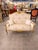 White Vintage Rococo Canapa Loveseat Blush Beige Damask Upholstery For Sale - Image 8 of 8