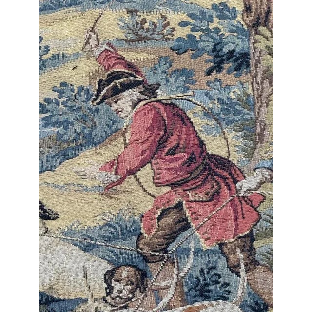 Textile Vintage French Aubusson Style Jacquard Hunting with Hounds Tapestry, 1970s For Sale - Image 7 of 18