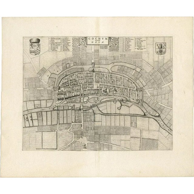 17th Century Antique Map of the City of Goch by Blaeu, 1649 For Sale - Image 5 of 5