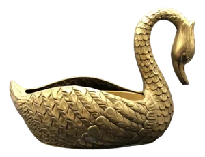 Mid-Century Brass Swan Bowl from Unbekannt, 1950s