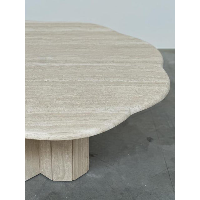 French Sculptural Travertine Flower Coffee Table, 1980s For Sale - Image 11 of 16
