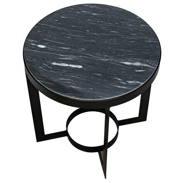 Noir NOIR Parker Side Table in Black Metal with Marble For Sale - Image 4 of 6