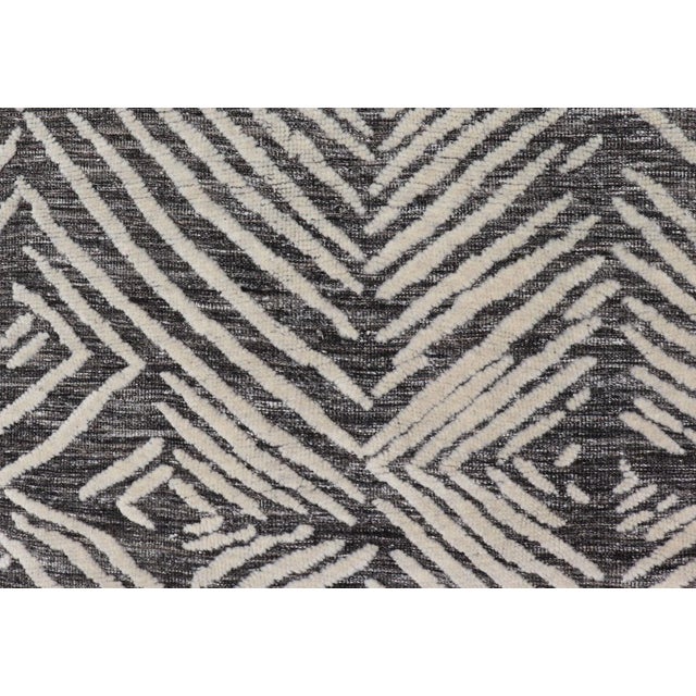 Textile Small Area Rug With Contemporary Stripes Pattern on Dark Gray Background For Sale - Image 7 of 10