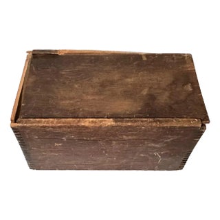 Early 20th Century Rustic Wood Box With Sliding Lid For Sale