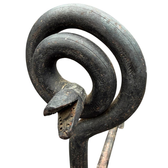 Pair of Hand-Wrought Iron Serpent Andirons, Early 20th Century For Sale - Image 10 of 15