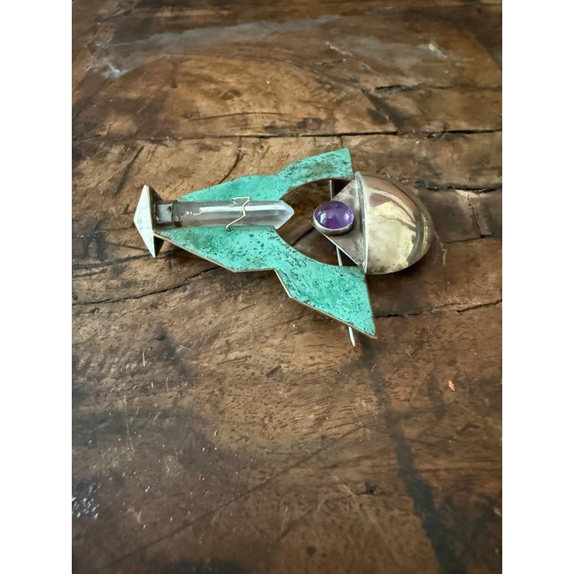 Vintage Sterling Silver Modernist Brooch by Hope Konecny For Sale - Image 9 of 9
