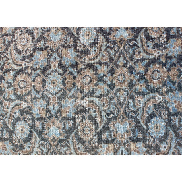 Antique Persian Tabriz Runner With Allover Floral Design in Soft Blue and Taupe For Sale - Image 11 of 12