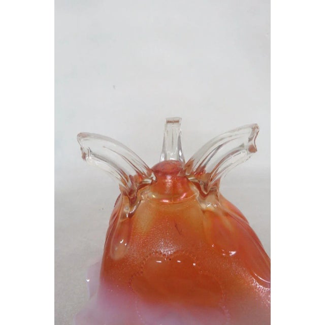 Dugan Style Marigold Carnival Glass Floral Footed Candy Dish Serving Bowl For Sale - Image 9 of 13