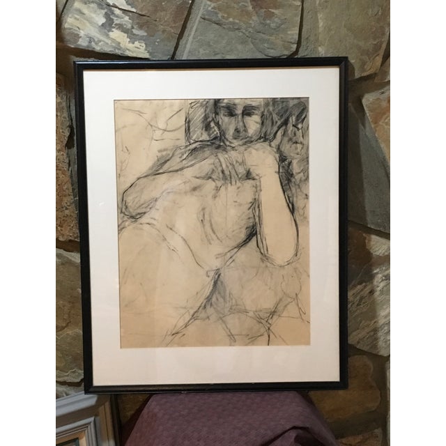 Drawing/Sketching Materials Vintage Original Charcoal Drawing of Male For Sale - Image 7 of 7