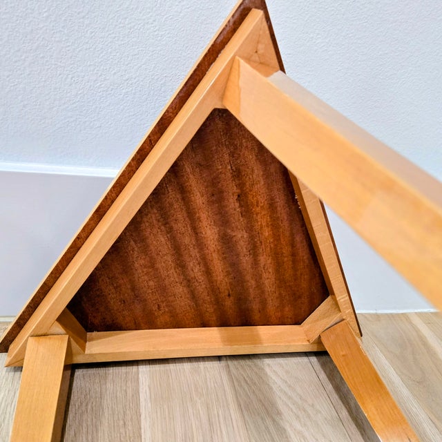 Gold Vintage Italian Sorrento Marquetry Triangular Accent Table For Sale - Image 8 of 8