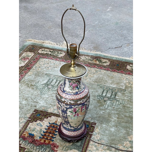 Vintage 1940s Hand Painted Asian Lamp For Sale In Atlanta - Image 6 of 6
