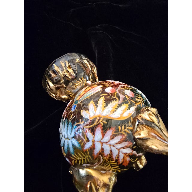 Gold Antique Moser Bohemian Glass Gold Enamel Bug Vase For Sale - Image 8 of 9