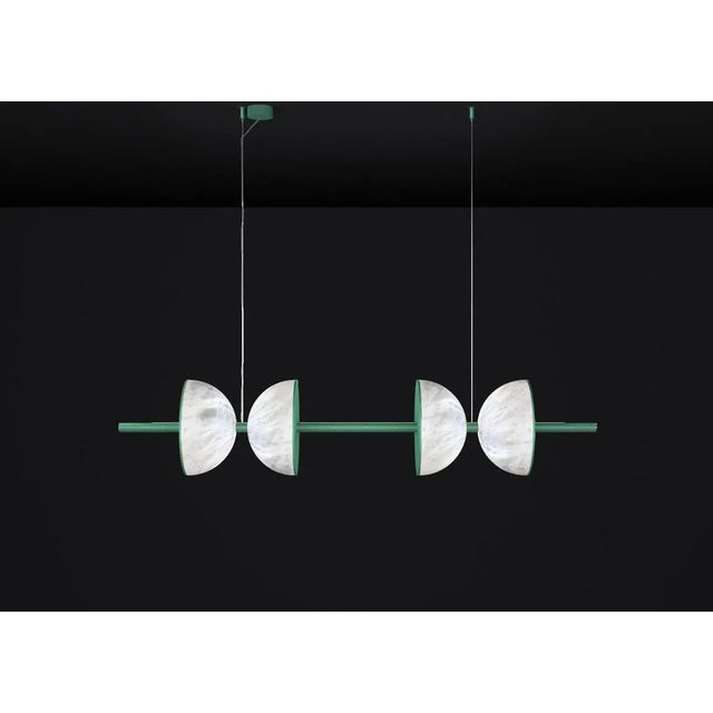 Ermes freedom green metal and alabaster pendant light 2 by alabastro italiano dimensions: d 30 x w 150 x h 300 cm....
