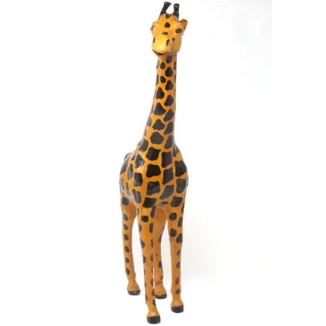 Vintage 22" Leather Giraffe Figure For Sale - Image 4 of 12