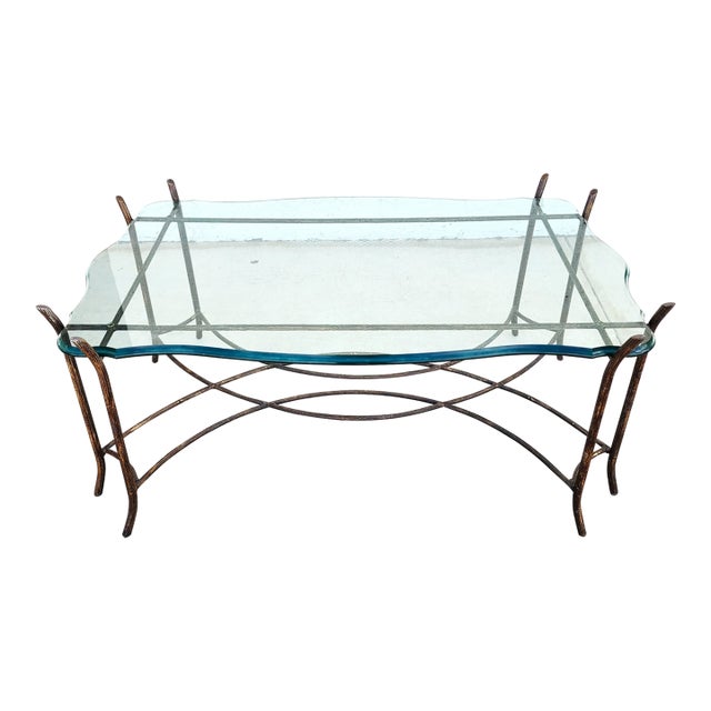 Vintage French Coffee Table Faux Bois For Sale