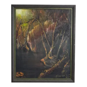 Contemporary "Twilight Grove" Landscape Acrylic Painting by Sherman Thomas, Framed