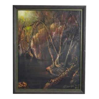 Sherman Thomas Signed "Twilight Grove" Landscape Acrylic Painting, Framed For Sale