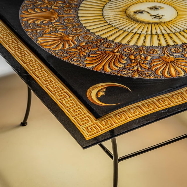 Fornasetti Square Fornasetti Coffee Table with Sun Motif, 20th Century For Sale - Image 4 of 9