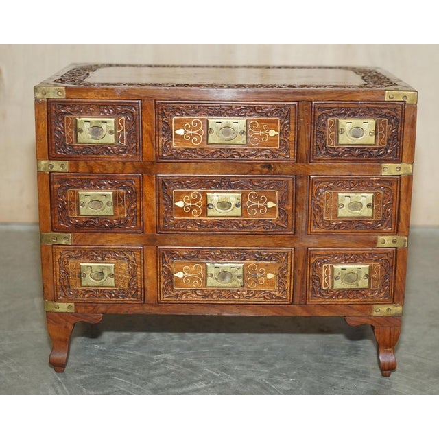 Small Antique Anglo Indian Military Campaign Chest of Drawers, 1880 For Sale - Image 3 of 18