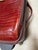 Embossed Crocodile Leather Trolley Luggage, Maroon For Sale - Image 11 of 13