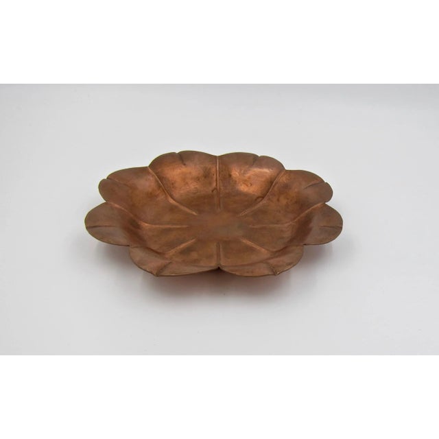 Marie Zimmermann Arts & Crafts Copper Flower Dish For Sale In Los Angeles - Image 6 of 12