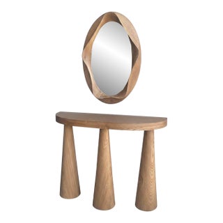 Alinda Half Moon Console Table with Free Form Mirror For Sale