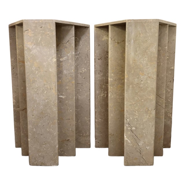 Art Deco Style Geometric Pair of Dining/Console Table Marble Bases For Sale