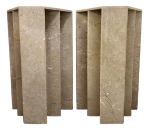 Art Deco Style Geometric Pair of Dining/Console Table Marble Bases