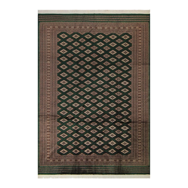 Tribal Bokhara Green/Taupe Hand Knotted Wool Rug For Sale