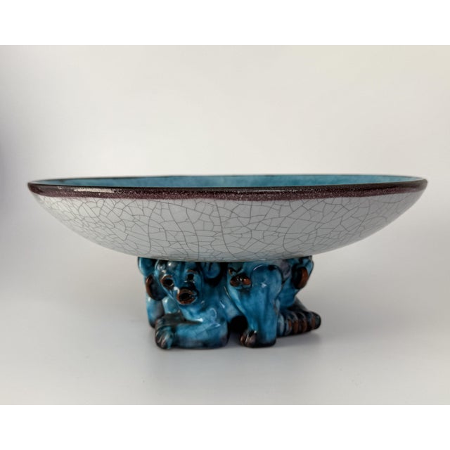1930s Sculptural Footed Bowl by Christian Heißer for Karlsruhe Majolica, 1935 For Sale - Image 5 of 9