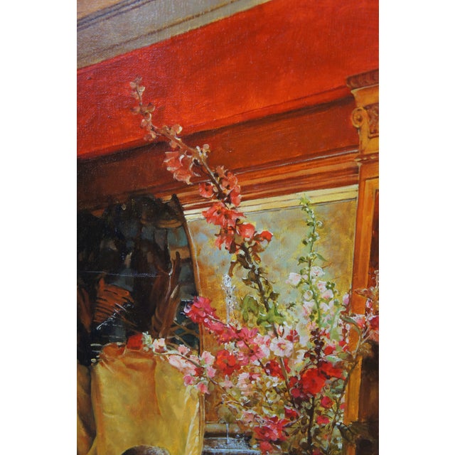 Mid 20th Century Mid 20th Century Vain Courtship Classical Oil Painting After Sir Lawrence Alma-Tadema For Sale - Image 5 of 12